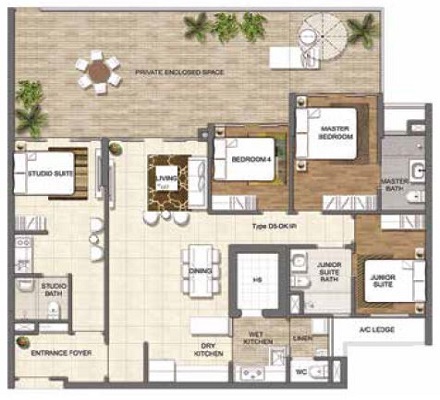 Forestville Executive Condo 3D Floor Plan, 4 Bedroom Dual-key Layout