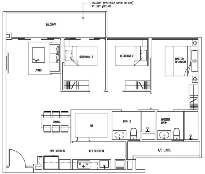 Forestville Floor Plan, 3 Bedroom, C2, 101 sqm, Stack 08, 37