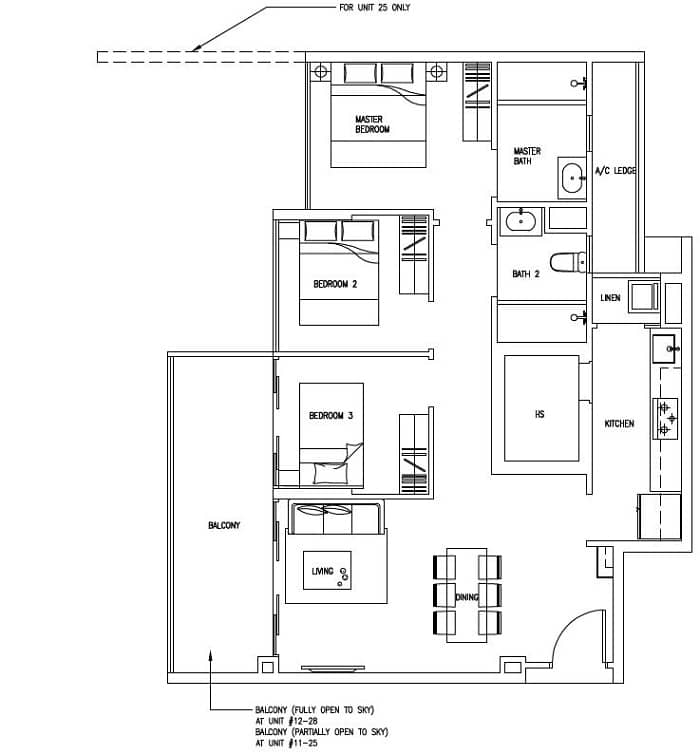 Forestville EC 3 Bedroom, C5, 96 sqm, Stack 25, 28
