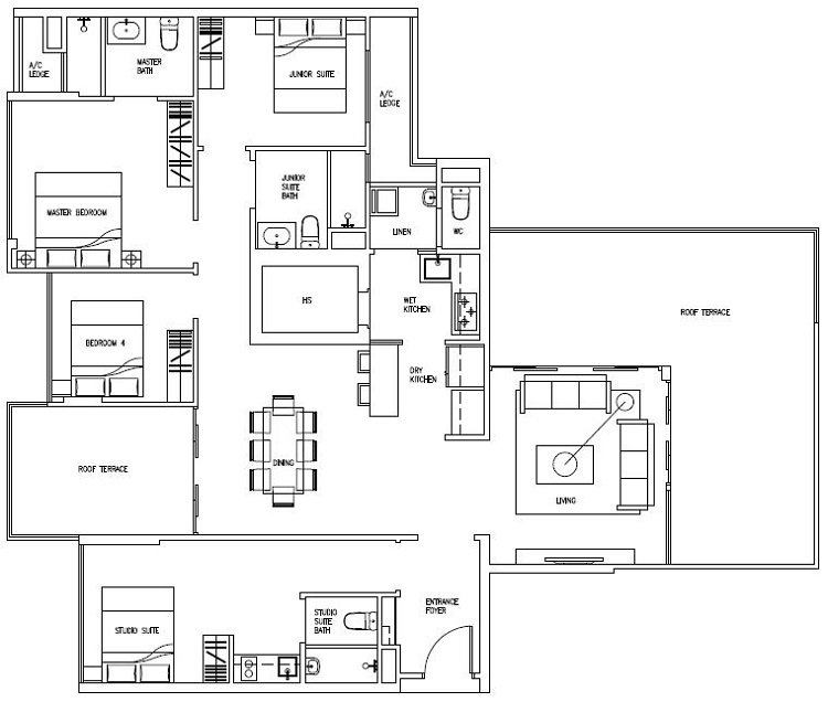 Forestville Executive Condo Floor Plan, Penthouse DK, PH8-DK 177 sqm, Stack 13-43