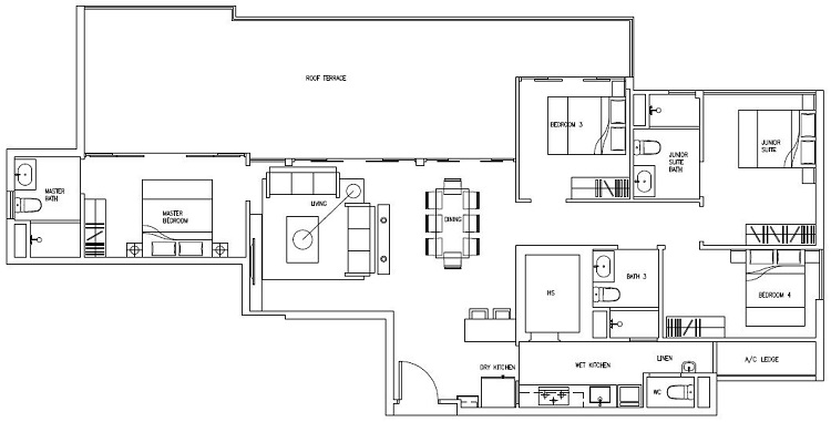 Forestville Executive Condo Floor Plan, Penthouse, PH1, 161 sqm, Stack 13-52