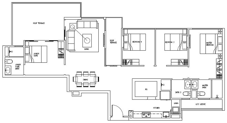 Forestville Executive Condo Floor Plan, Penthouse, PH11, 144 sqm, Stack 13-39