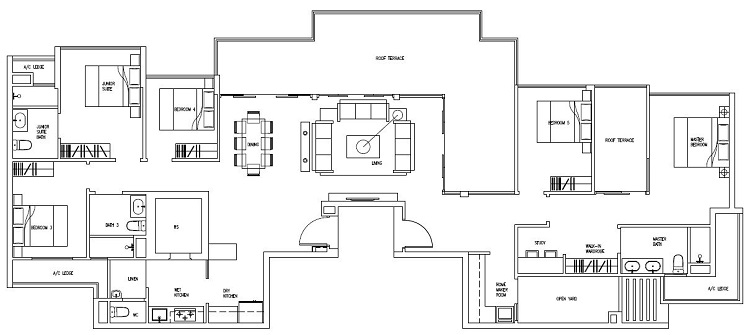 Forestville Executive Condo Floor Plan, Penthouse, PH13, 229 sqm, Stack 13-33