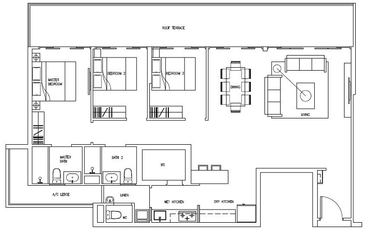 Forestville Executive Condo Floor Plan, Penthouse, PH14, 144 sqm, Stack 13-31