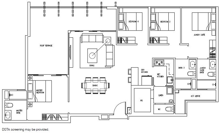 Forestville Executive Condo Floor Plan, Penthouse, PH18, 149 sqm, Stack 13-24
