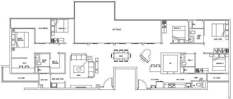 Forestville Executive Condo Floor Plan, Penthouse, PH19, 216 sqm, Stack 13-21