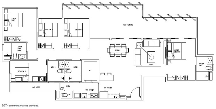 Forestville Executive Condo Floor Plan, Penthouse, PH20, 182 sqm, Stack 13-19