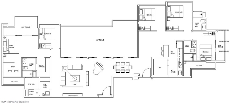Forestville Executive Condo Floor Plan, Penthouse, PH21, 231 sqm, Stack 13-17