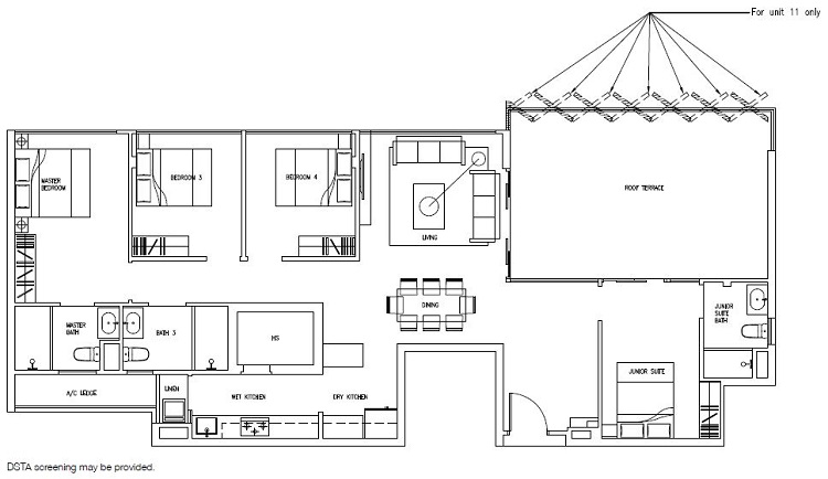 Forestville Executive Condo Floor Plan, Penthouse, PH22, 156 sqm, Stack 13-16, 13-11