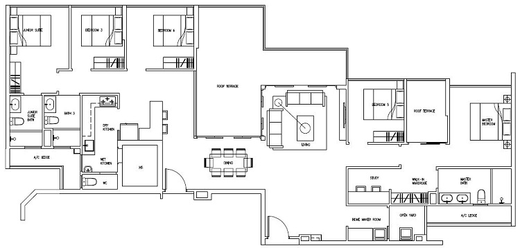 Forestville Executive Condo Floor Plan, Penthouse, PH24, 208 sqm, Stack 13-06