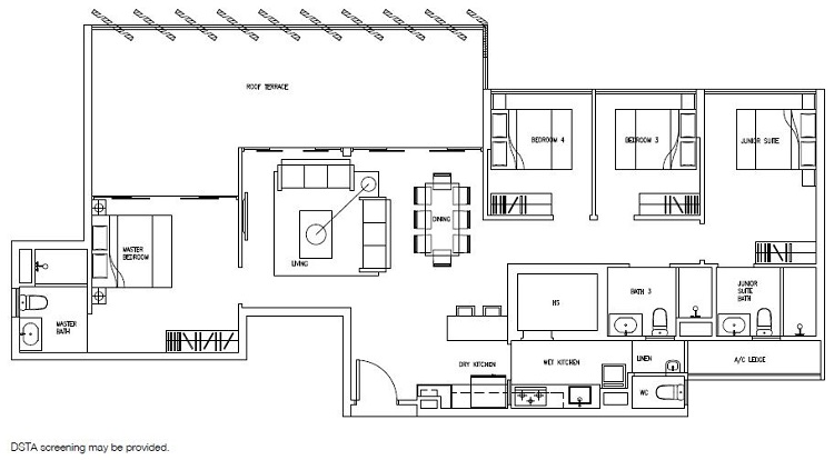 Forestville Executive Condo Floor Plan, Penthouse, PH25, 151 sqm, Stack 13-08