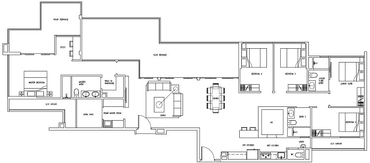 Forestville Executive Condo Floor Plan, Penthouse, PH6, 236 sqm, Stack 13-46