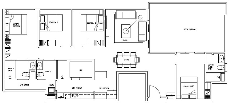 Forestville Executive Condo Floor Plan, Penthouse, PH7, 156 sqm, Stack 13-45