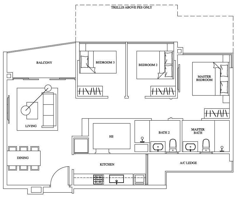 One Canberra EC, 3 Bedroom, C2, 969 sqft, Stack 02