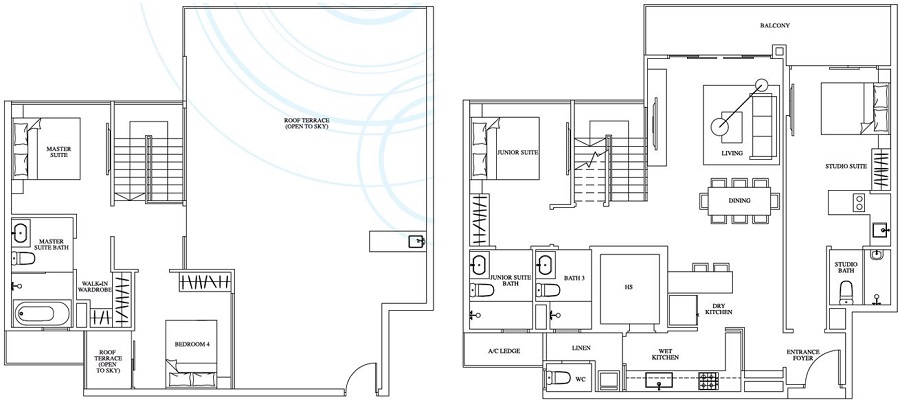 One Canberra EC - Floor Plan, Penthouse Dual-key, PH9-DK, 1270+1270 sqft, #13-10, 25