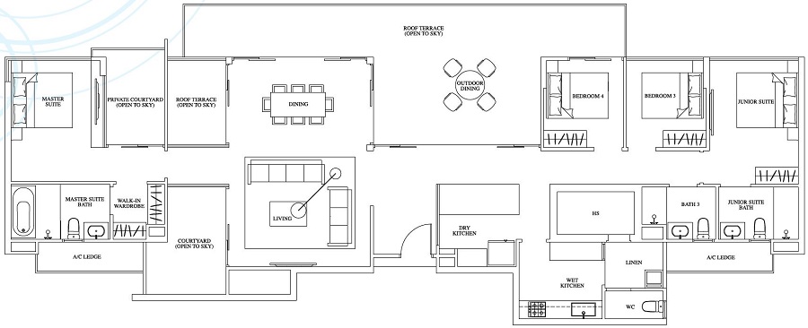 One Canberra EC - Floor Plan, Penthouse, PH1, 2293 sqft, #12-18