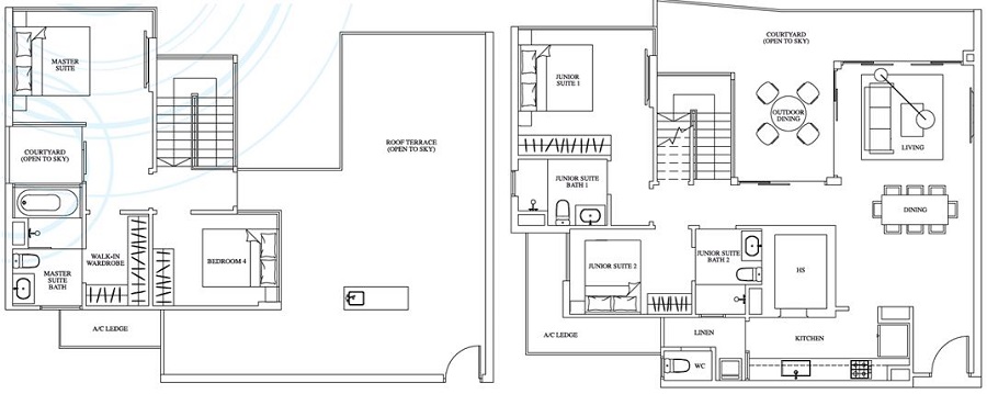 One Canberra EC - Floor Plan, Penthouse, PH10, 1076+1302 sqft, #13-33, 37