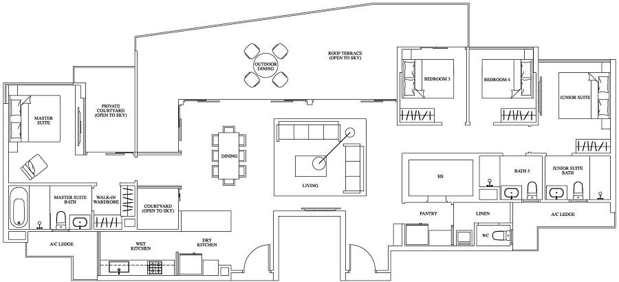 One Canberra EC - Floor Plan, Penthouse, PH13, 2120 sqft, #12-23