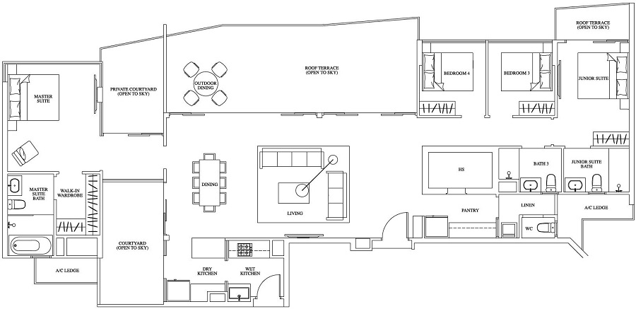 One Canberra EC - Floor Plan, Penthouse, PH2, 2347 sqft, #12-22