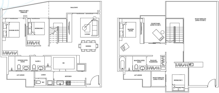 One Canberra EC - Floor Plan, Penthouse, PH6, 1206+1162 sqft, #13-29, 43, 51