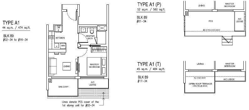 1 Bedroom - A1 - 44 sqm-474 sqft