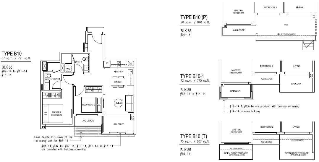 Jewel at Buangkok Condo Floor Plan - 2 Bedroom - B10 - 67 sqm-721 sqft