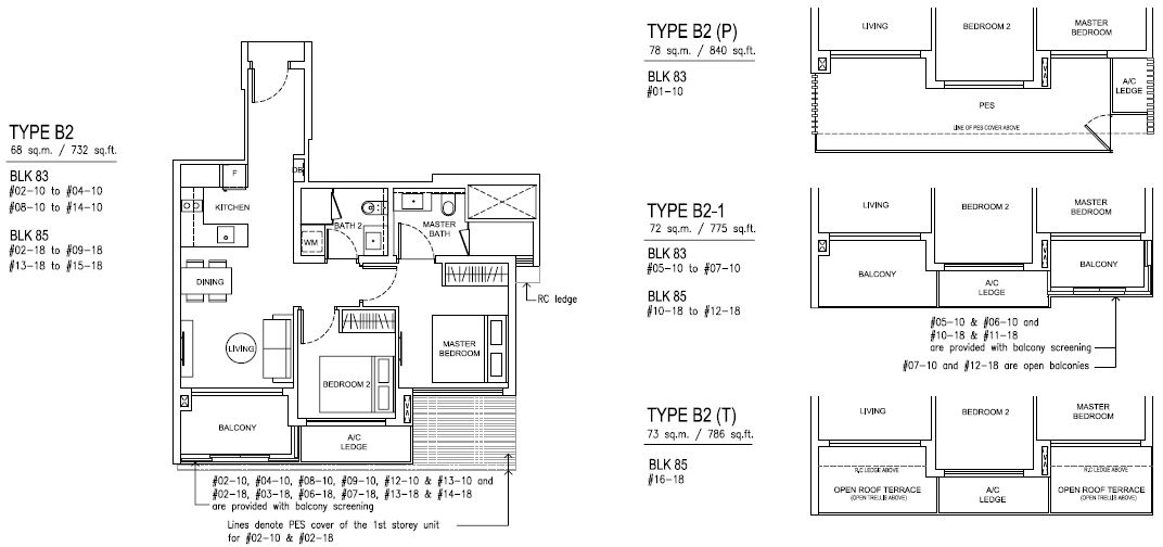 2 Bedroom - B2 - 68 sqm-732 sqft