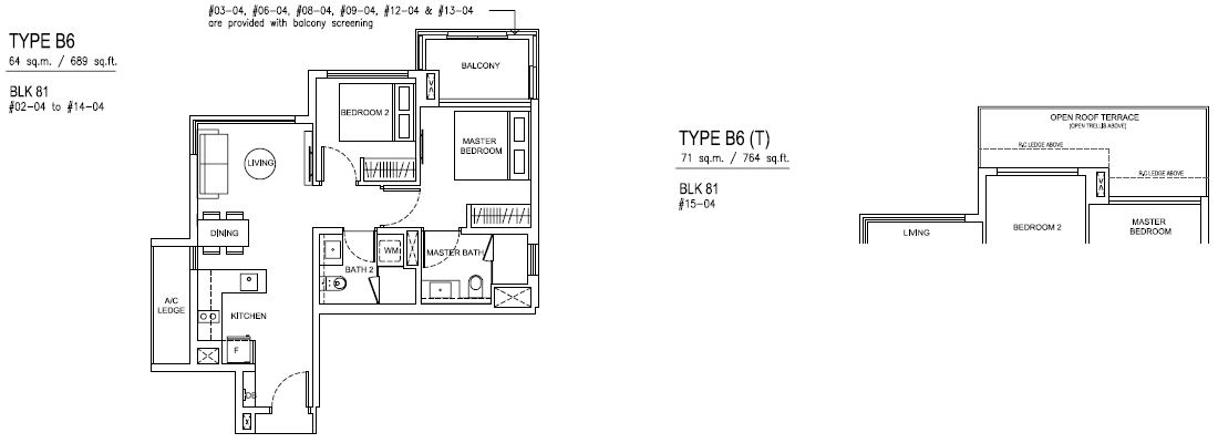 2 Bedroom - B6 - 64 sqm-689 sqft