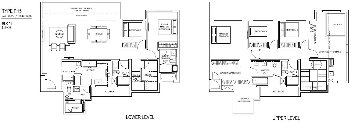 Jewel at Buangkok Condo - Floor Plan - Double Storey PH - PH5 - 236 sqm-2540 sqft