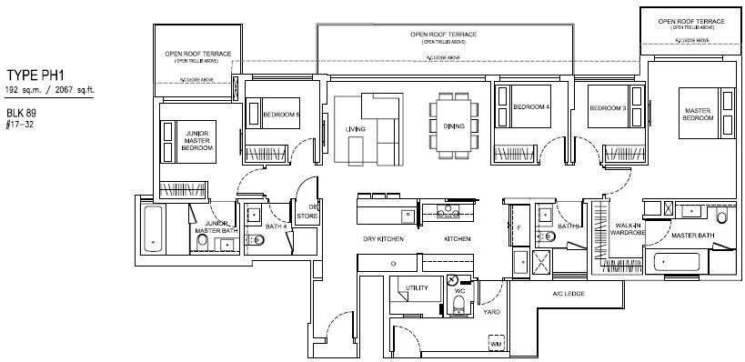 Jewel at Buangkok Condo - Floor Plan - Single Storey PH - PH1 - 192 sqm-2067 sqft