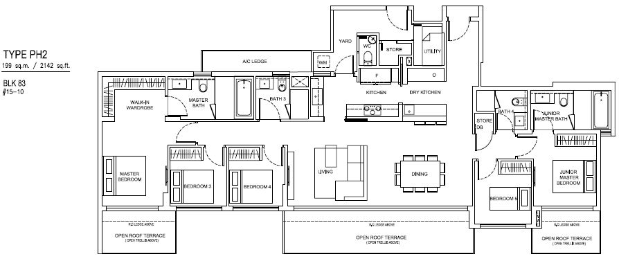 Jewel at Buangkok Condo - Floor Plan - Single Storey PH - PH2 - 199 sqm-2142 sqft