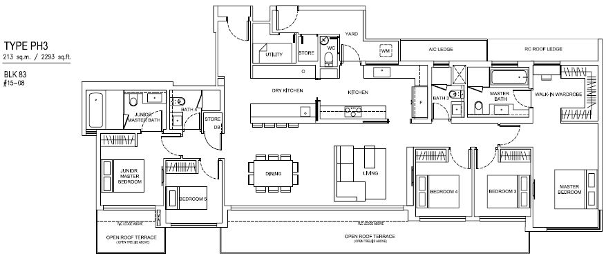 Jewel at Buangkok Condo - Floor Plan - Single Storey PH - PH3 - 213 sqm-2293 sqft
