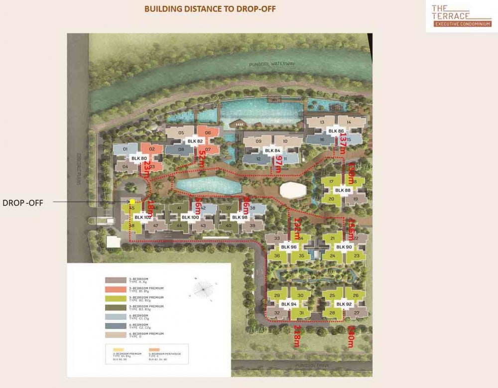 The Terrace - Building Distance to Drop off