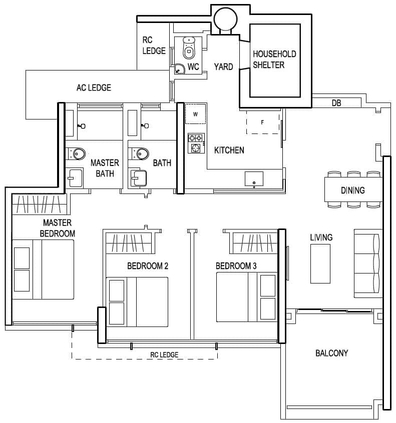 The Terrace - 3 Bedroom Premium - B3 - 100 sqm-1076 sqft