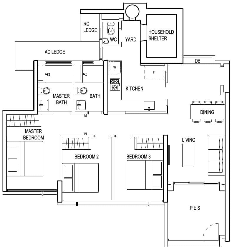 The Terrace - 3 Bedroom Premium - B3g - 100 sqm-1076 sqft