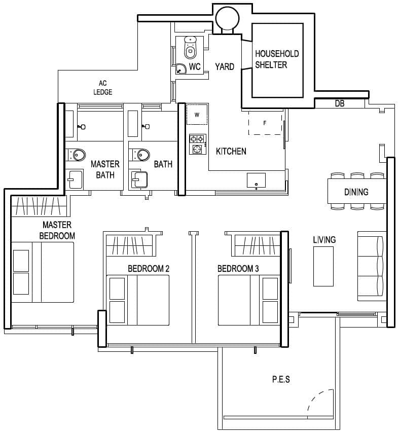 The Terrace EC - 3 Bedroom Premium - B4g - 100 sqm-1076 sqft
