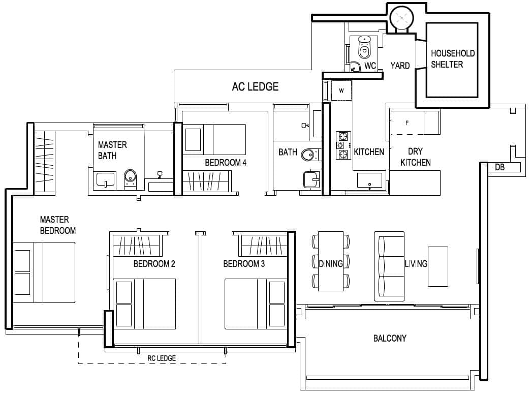 The Terrace EC - 4 Bedroom - C2 - 122 sqm-1313 sqft