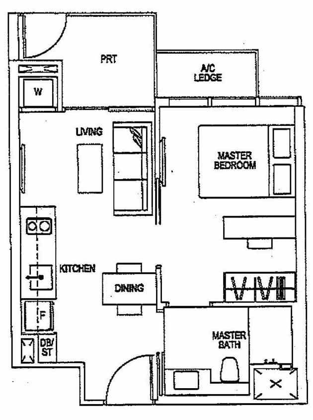 Sims Urban Oasis Floor Plan - Sims Urban Oasis Suites 1BR A1-P 43 463