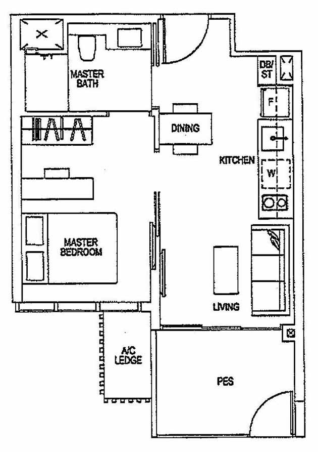 Sims Urban Oasis Floor Plan - Sims Urban Oasis Suites 1BR A2-P 45 484