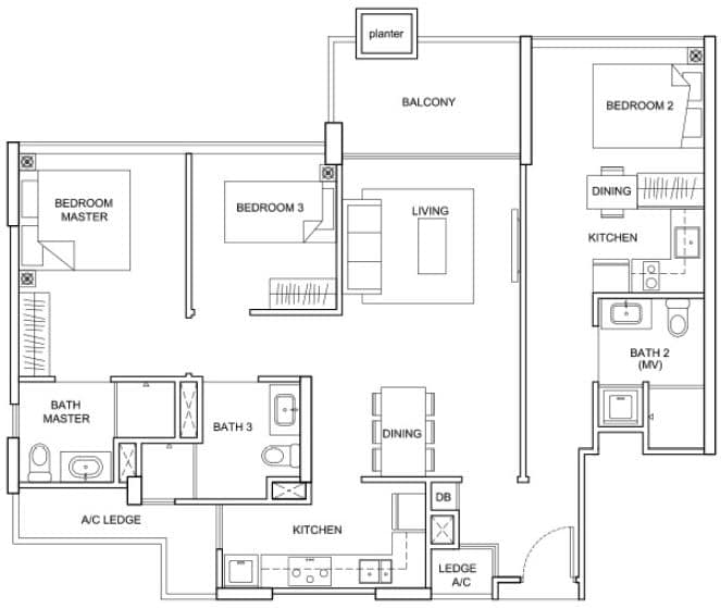 The Santorini - 3 Bedroom - C4 DK - 105 sqm 1130 sqft