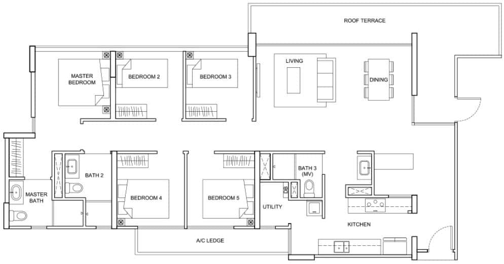 The Santorini Condo - Penthouse 5 Bedroom - PH4 - 146 sqm 1572 sqft