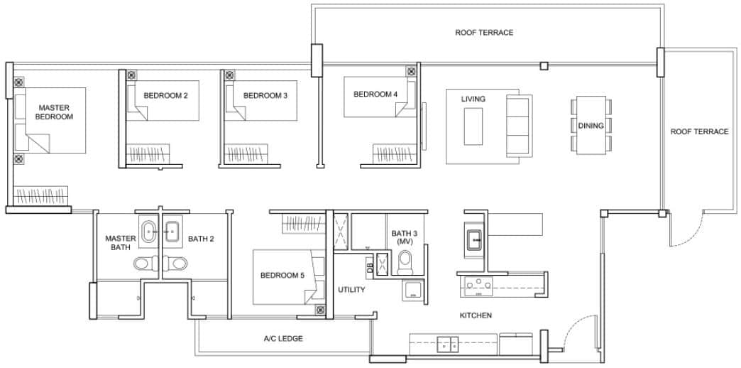 The Santorini Condo - Penthouse 5 Bedroom - PH5 - 149 sqm 1604 sqft