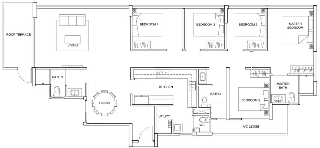 The Santorini Condo - Penthouse 5 Bedroom - PH6 - 149 sqm 1604 sqft