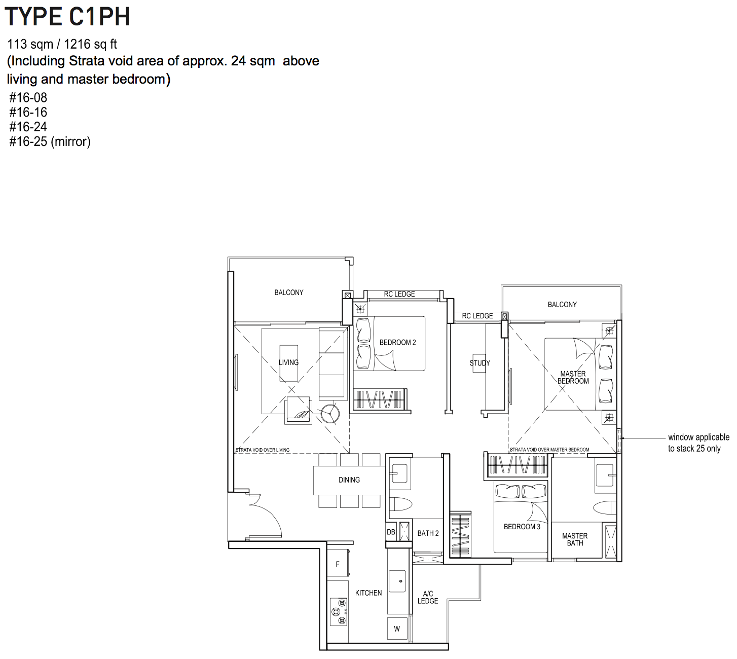 Bellewaters EC Floor Plan 3 Bedroom Penthouse C1PH 113 sqm 1216 sqft