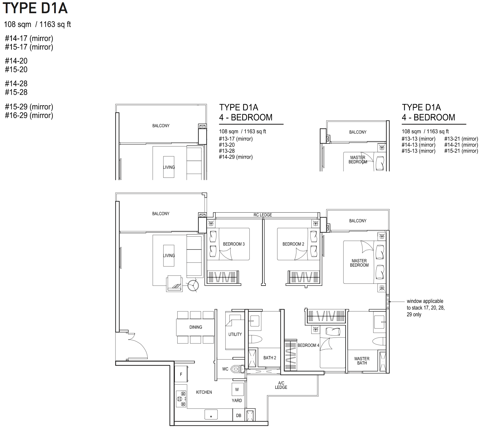 Bellewaters EC Floor Plan 4 Bedroom D1A 108 sqm 1163 sqft