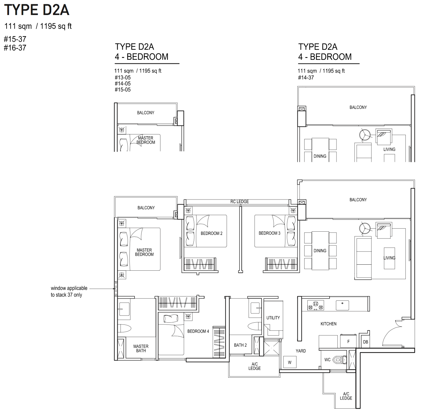 Bellewaters EC Floor Plan 4 Bedroom D2A 111 sqm 1195 sqft