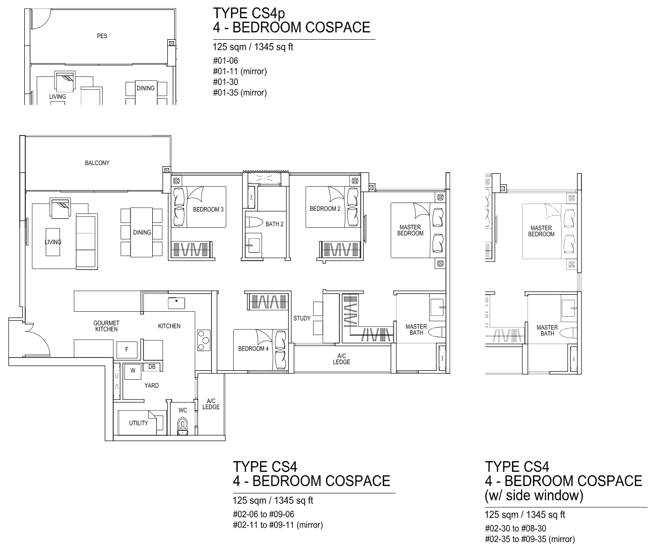 Bellewoods EC Floor Plan 4 Bedroom Cospace CS4 CS4p 125 sqm 1345 sqft