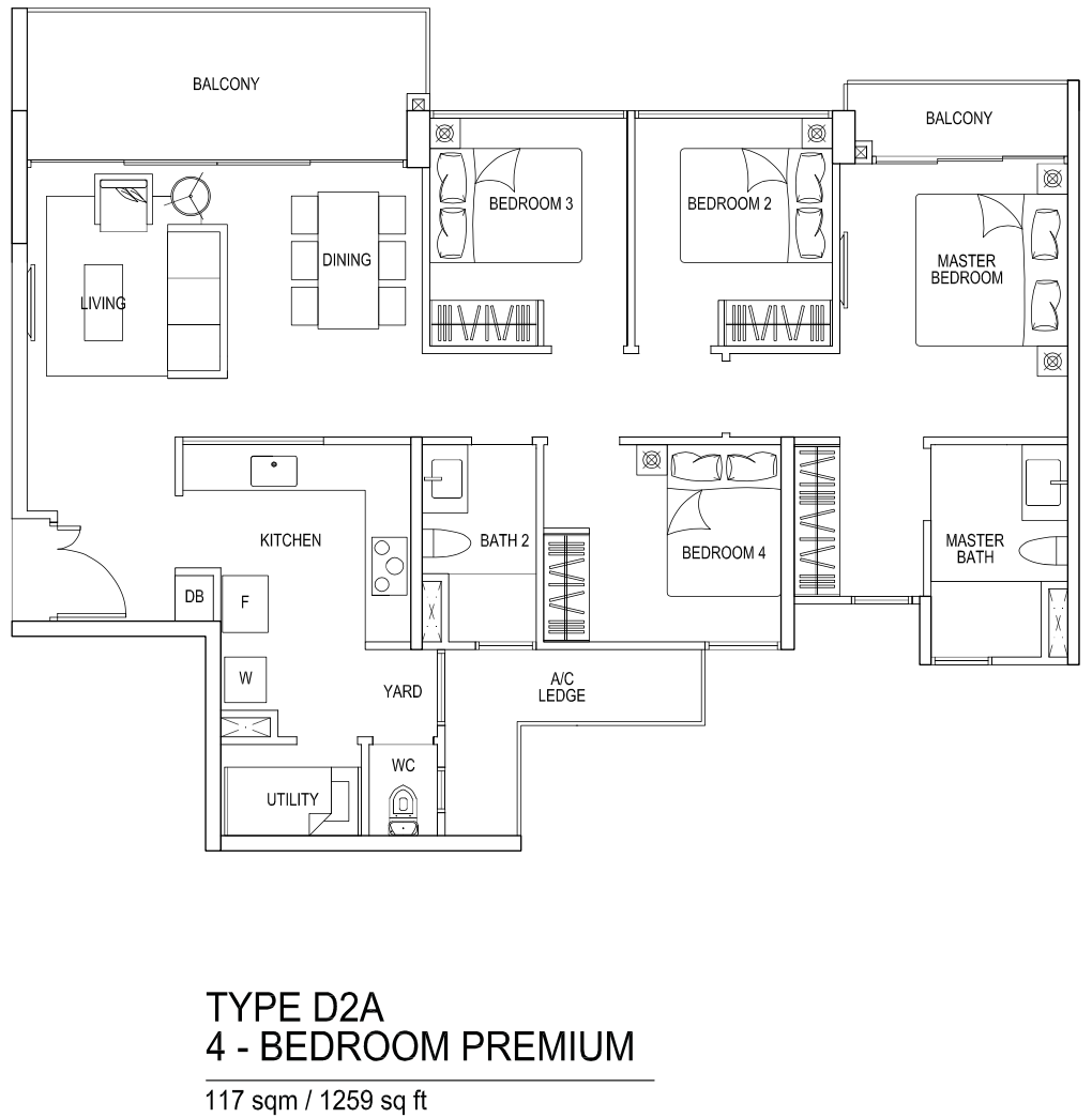 D2A 4 Bedroom Premium 117 sqm 1259 sqft