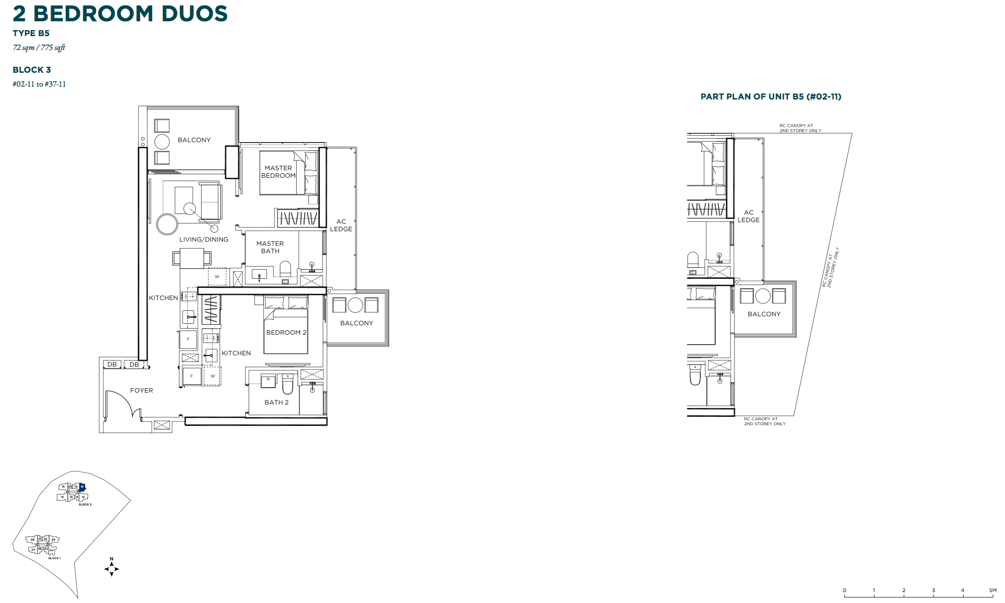 GEM Residences Floor Plan 2 Bedroom Duos B5 72 sqm 775 sqft