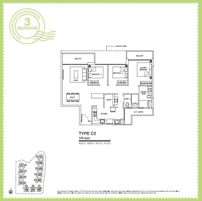 Sea Horizon EC - 3 Bedroom C2 103 sqm a